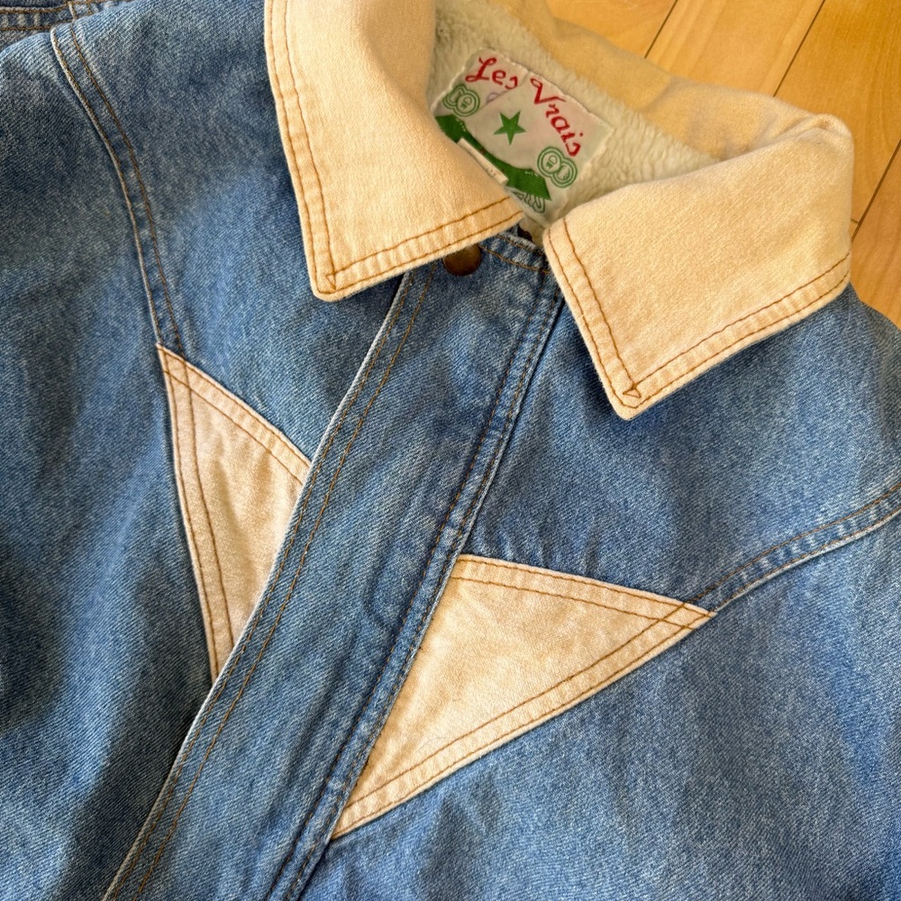 1980’s Denim Les Vrais Sherpa lined boxy fit - Picture 2 of 5